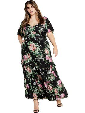 Stylish Plus Size Maxi Dress with Marci Print - Perfect for Summer Events